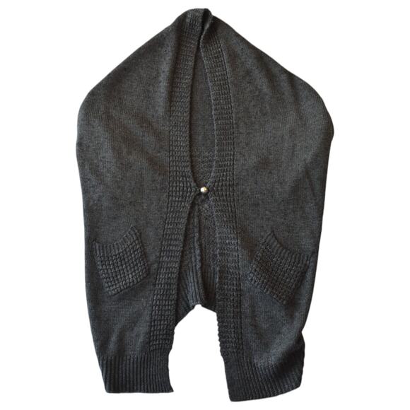 Halogen Gray Alpaca Blend Hooded Cocoon Cardigan Cape – One Size - Picture 2 of 8